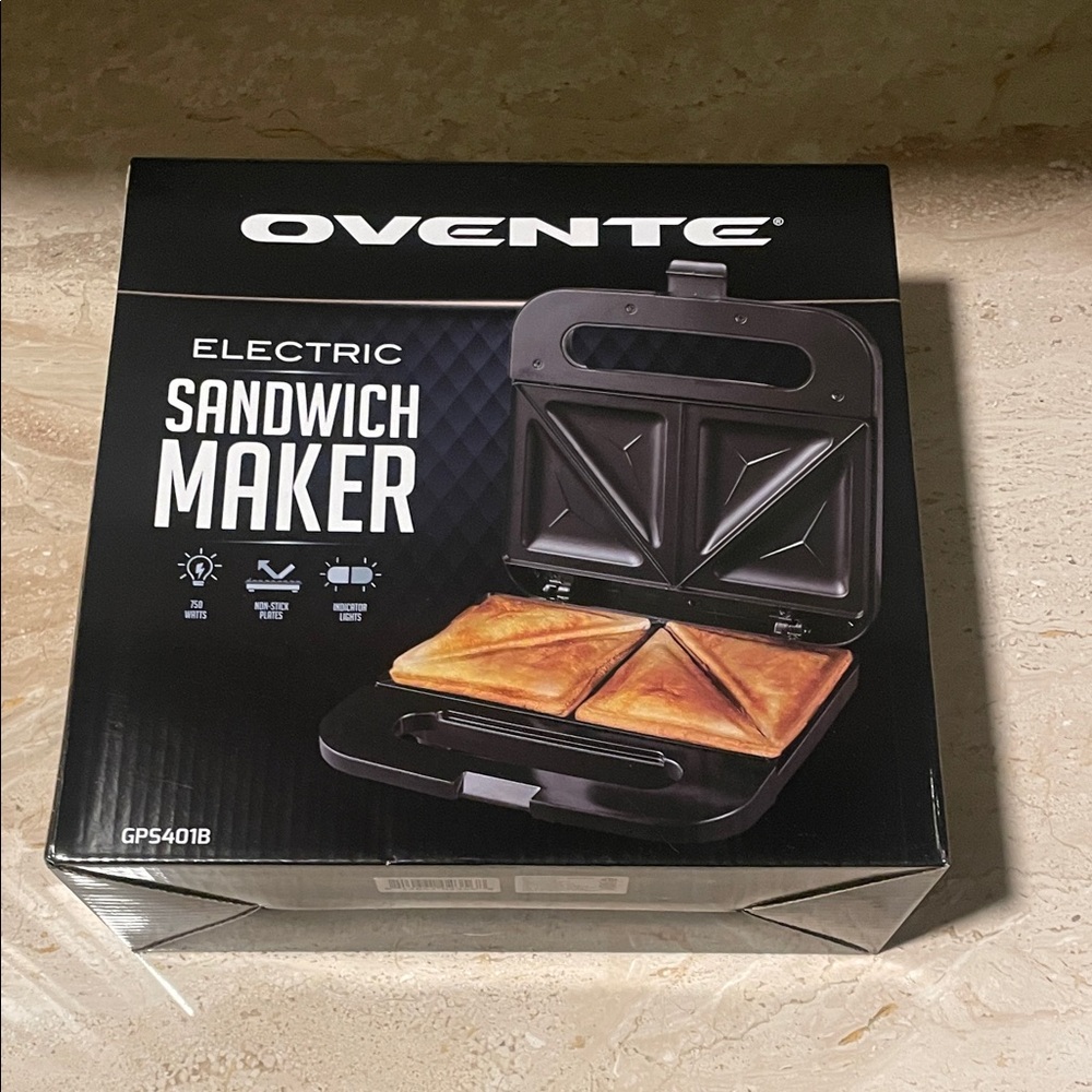 Ovente Black Electric Sandwich Maker